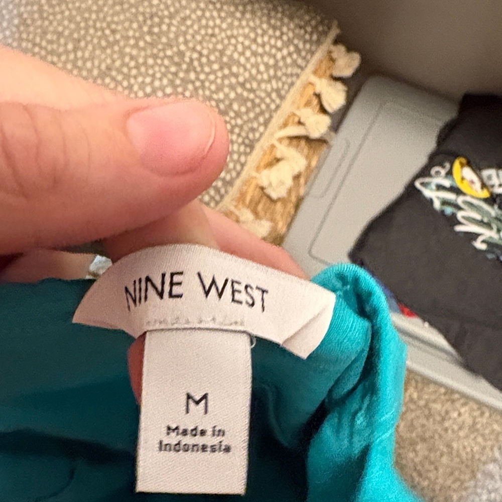Nine West Teal Button-Front Romper with Tie Waist - Picture 7 of 8